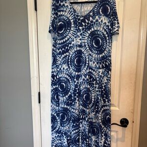 Belle by Kim Gravel Navy Spiral Maxi Dress